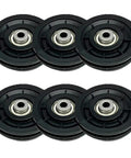 Beefed-Up Nylon Bearing Pulley Wheel Set For Gym Gear And Cable Machines, Smooth Silent Replacement Rollers For Home Fitness And Garage Door Systems, Black 90mm Durable Quiet Workout Components, 6 black nylon bearing pulley wheels