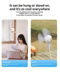 kousoer Ceiling Fans Quiet Remote USB 7200mAh shown as hanging and standing fan in indoor and outdoor settings.