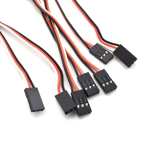 12 Pack RC Servo Extension Cables 3-Pin Male To Female For JR Futaba Remote Control Parts Includes 10cm 20cm And 30cm Lengths Angled Connectors 0.08TS Wires Great For Cars Drones Planes