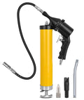 Pro Grade Heavy Duty Pneumatic Grease Gun Kit 6000 PSI, 14 Oz Capacity, Air Operated With 18 Inch Spring Flex Hose, Yellow, 6 Pack