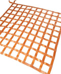 Lock Down Your Gear Without A Sweat With This Badass Heavy Duty Elastic Cargo Net And 2X2M Polyester Lifting Mesh Featuring Four Extended Corner Slings For Safe Industrial Hoisting And Secure Freight Transport. Heavy duty orange polyester net, 2x2m size for industrial loads.