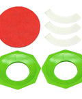 Straight Up Top Tier Bowling Ball Sanding Pad Holder Two Pack Ergonomic Polymer Stand with red pad and green holders.