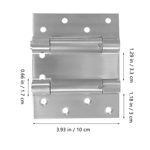 Stainless Steel Spring Door Hinges Double Action Self Closing For Indoor And Outdoor Doors, shown with dimensions