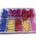 High Temp Silicone Rubber Tapered Plugs Assortment Kit 100 Pcs Durable Heat Resistant Protectors For Pipes Prevents Cracking Or Shrinking Easy Install And Super Tough, color assorted plugs in storage box