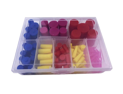 High Temp Silicone Rubber Tapered Plugs Assortment Kit 100 Pcs Durable Heat Resistant Protectors For Pipes Prevents Cracking Or Shrinking Easy Install And Super Tough, color assorted plugs in storage box