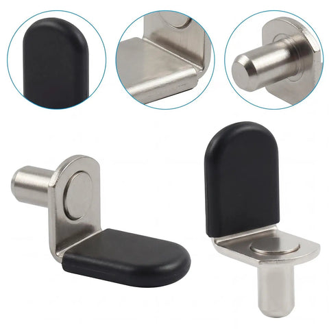 Quarter Inch L Shaped Metal Shelf Pins With Rubber Sleeves, 30 Pieces Silver Cabinet Shelf Supports close-up view of design