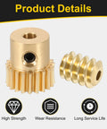 Front view of brass worm gear set with 20-tooth gear, 0.5 module, and matching screw; 3mm bore.