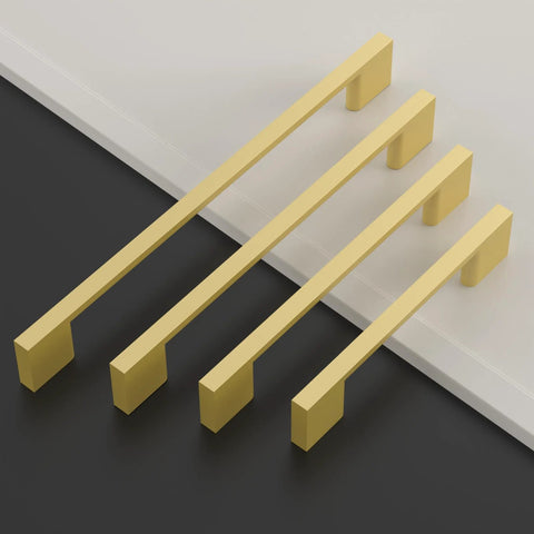 10 Pack 5 Inch Brushed Gold Cabinet Handles For Cupboards And Drawers, 128mm Long Kitchen Hardware Pulls, Stainless Steel