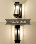 Dusk To Dawn Outdoor Wall Lanterns Large Exterior Porch Lights With Seeded Glass IP65 Waterproof Sconces, dual angle view