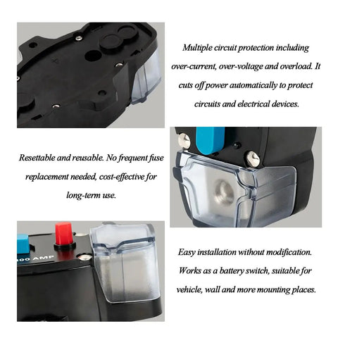 Bulletproof 300A Manual Reset Circuit Breaker With Weatherproof Zinc Case For Car Truck Suv And Marine Audio Rigs detailed close-up view.