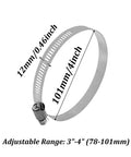 6 Pack Adjustable 3.5 Inch 304 Stainless Steel Hose Clamps Worm Gear Duct Clamp For Air Ducting Automotive Plumbing And Mechanical Applications Fits Three To Four Inch Hoses 78 To 101 Mm shown in adjustable circular shape