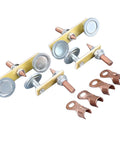 Jiawu Heavy Duty Magnetic Welding Support Set Includes 4 Pcs Durable Copper Tail Ground Clamps For Mechanical Repair And Sheet Metal Work, A Total Game Changer For Diy Pros Who Need Reliable Hold And Precision Every Single Time Without Frustration. Set showing two iron magnets and two copper tail clamps.