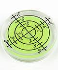 32mm Circular for spirit Level Bubble for Furniture Placement and showing 0-6 degree scale with green leveling fluid.