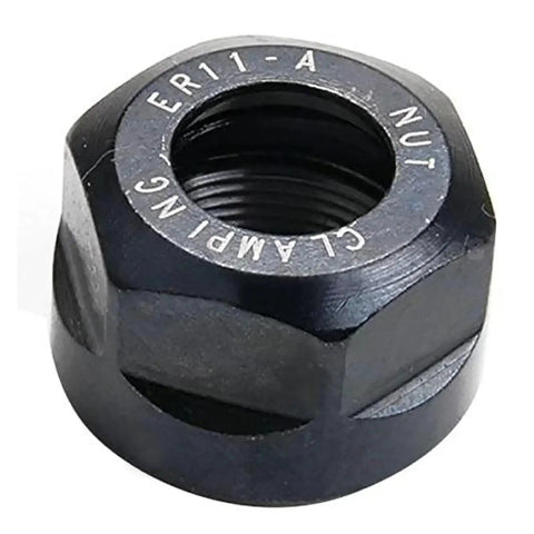 Heavy Duty Er11 Collet Chuck Nut Kit four piece precision machined clamping hardware for milling machines, close-up view of nut.