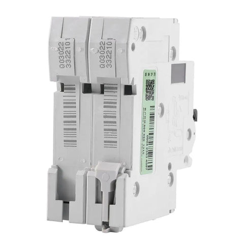2-Pole 250V DC Miniature Circuit Breaker for Solar Systems, DIN Rail Mount, Quick-Trip DC Breaker, C65H-DC, 32A, side view