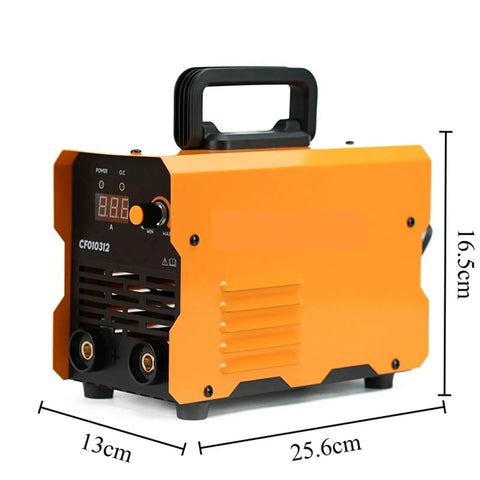 Portable Arc Welder Kit for Home Shop DIY Projects, Multi Function MIG Welding Machine in bright yellow, side view.