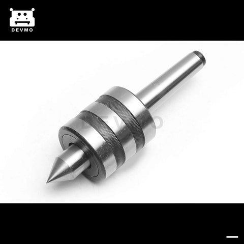 DEVMO MT2 live center with Morse taper shank and knurled rings, steel lathe tool