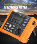 Digital Ground Earth Tester Meter 0 To 4K Ohm Insulation Tester Multimeter with LCD Backlight Display, shown on rugged backdrop