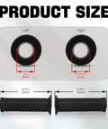 Product diagram showing 25mm One Inch Universal Vintage Motorcycle Hand Grips dimensions with open ends, anti-slip TPU.