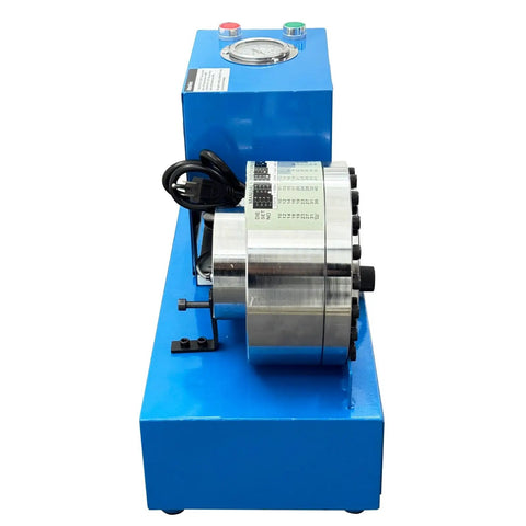 Heavy-Duty Electric Hose Crimper No-Fuss Setup Hella Secure Fittings For Steel And Rubber Pipes Up To Two Inches With Ten Pro-Grade Dies and gauge.