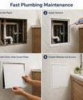 White Concealed Drywall Access Panel 29X32 With No Sweat Toolless Install For Quick Plumbing And Electrical Upkeep Slick Rust Proof fit for easy plumbing access.