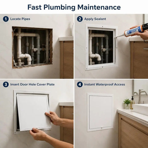 White Concealed Drywall Access Panel 29X32 With No Sweat Toolless Install For Quick Plumbing And Electrical Upkeep Slick Rust Proof fit for easy plumbing access.