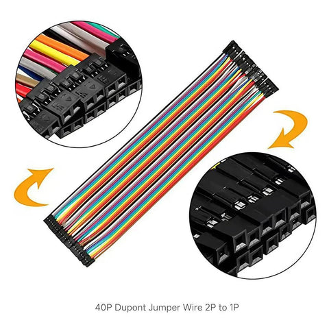 Multicolor 20cm Jumper Wires Set Female To Female Breadboard Ribbon Cables 40 Piece Assorted Kit 2.54mm Pitch Copper Clad Aluminum Flexible PVC