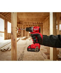 Badass Compact Brushless Cordless Drill Driver Kit With 18 Volt Lithium Ion Battery Power being used on wood construction.
