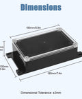 IP65 Waterproof ABS Plastic Electrical Junction Box With Clear Cover Enclosure Black External Fixed Ears 5.9 x 3.9 x 1.7 Inches