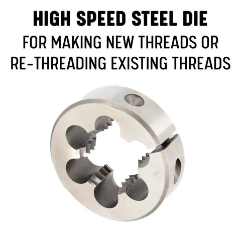 One Eighth Inch NPS Tap And One Inch OD Round Die Kit HSS National Pipe Straight Tap And Die Set for threading steel.