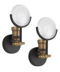 Industrial Rustic Wall Sconce Lamp With Wall Mount Dope Retro Vertical Lighting PAR36 Aircraft Beam Headlight Steampunk Dungeon Lantern Farmhouse Fixture Victorian Style 2 Pack featuring brass finish and acrylic shades