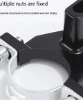 Close-up of a stable mounting bracket for the angle grinder belt sander converter, showcasing multiple fixed nuts for enhanced stability.