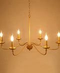 Massive 36 Inch Classic Candelabra Farmhouse Chandelier With Six Candle Lights Antique Gold Painted Iron Pendant Ceiling Light Fixture For Dining Rooms And Large Spaces Vintage Style Indoor Lighting