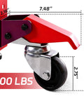 Heavy Duty Retractable Workbench Caster Kit With Foot Release And Sturdy Hardware close-up of caster wheel with dimensions and 700 lbs capacity.