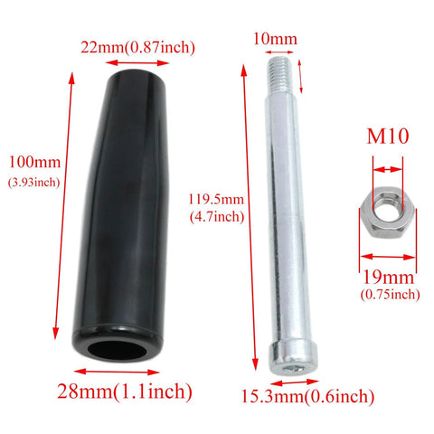 Revolving Lathe Handle And Trailer Jack Hand Wheel M10 Threaded Crank With Nuts showing grip and thread dimensions