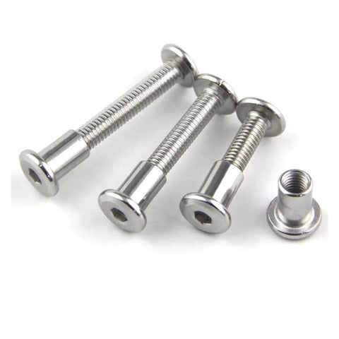 Flat Head Set Screw Hex Socket Fastener Two Piece Furniture Fitting Kit For Beds Chairs Tables And Cabinets 15mm Bolt Pair