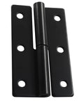 2 Pack 2.5 Inch Black Right Off Hinge Heavy Duty Iron Hinge For Indoor Outdoor Doors And Cabinets Built To Withstand Humidity Weather And Daily Wear Sleek Durable Finish For Long Lasting Use, black iron butt hinge close-up