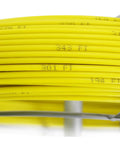 Close-up of yellow fiberglass duct rod, with 450ft length markings, part of Fiberglass Duct Rod Fish Tape Puller Kit with 6mm Diameter.