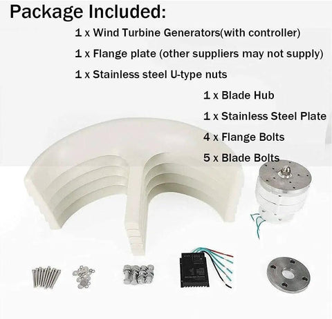 Package contents for Vertical Wind Turbine Generator Kit Ready-To-Go 400W 600W 800W 1000W 1200W for 12V/24V Off-Grid Power