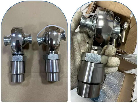One Pair 1 1/4 Inch Heims Rod Ends With Right And Left Hand Thread Heat Treated Chromoly Alloy including round tube adapters shown in detail.