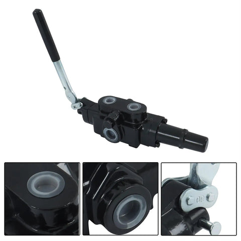 Heavy Duty One Spool Hydraulic Control Valve For Log Splitters And Loaders With Three Quarter Inch NPT Ports And One Half Inch NPT Work Ports Delivers 30 GPM At 3625 PSI