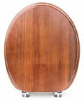 Universal Oval Solid Wood Toilet Seat With Slow Close Soft Buffer Lid, Natural Veneer Finish, Ergonomic Elongated Design, Easy Peasy Setup, Real Game Changer For Modern House Bathrooms - back view showing wood grain