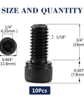 Heavy Duty 5/16-18 X 3/4 Inch Socket Head Cap Screws, 10 Piece Top Shelf 304 Stainless Steel 18-8 Bolts With Full Thread And Black Oxide Finish, showing detailed measurements.