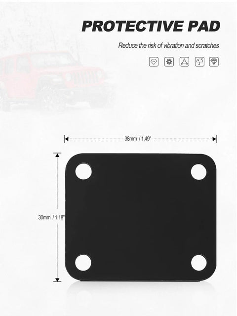 Badass Two Pack Four Hole AMPS Dashboard Mount With 20MM Ball And Complete Hardware Kit For GPS Tablets Fish Finders On Trucks RV And Jeep Ride Setup protective pad dimensions 38mm x 30mm in black.