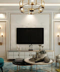 UPRENXIAO Modern Wall Sconce Linear Curved Design Up Down Lighting Ambient(Gold) in a stylish living room setting.