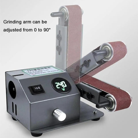 Heavy Duty Wet Bench Sander And Electric Knife Sharpener With Polishing Wheel And 10 Sanding Belts Featuring LCD Screens, adjustable grinding arm.