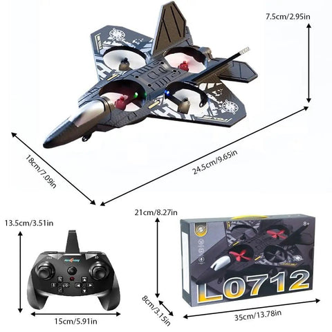 Remote Control Airplane For Kids And Beginners With LED Lights 360 Degree Flips And Stunts Fighter Jet RC Plane Gift package
