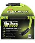 Heavy Duty Air Hose One Half Inch By Twenty Five Feet With Three Eighths Inch MNPT Fittings Hybrid Polymer For No Kink Performance All Weather Flex From -40 To 140F Lightweight Yet Durable Abrasion Resistant Cover Bend Restrictor ZillaGreen