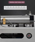 Built Like A Tank Horizontal Pneumatic Liquid Paste Filling Machine, showing stainless steel rotary valve and gauge.