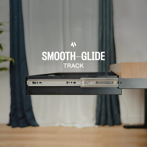 Level Up Your Desk Setup With This Solid Carbon Steel Undermount Drawer Attachment with smooth glide track detail.